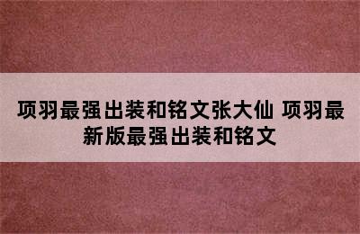 项羽最强出装和铭文张大仙 项羽最新版最强出装和铭文